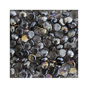 1 kg Glasnuggets Glassteine Muggelsteine Mosaiksteine Tischdeko 12 - 20 mm Silbergrau irisierend