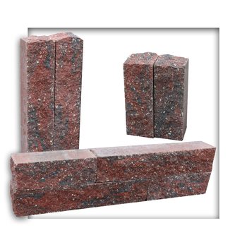 Palisade Beton Mauerstein Leistenstein Kantensteine aus Edelsplitt durchgefärbt 22 x 8 x 7,5 cm Graphit Rot 200 Stück