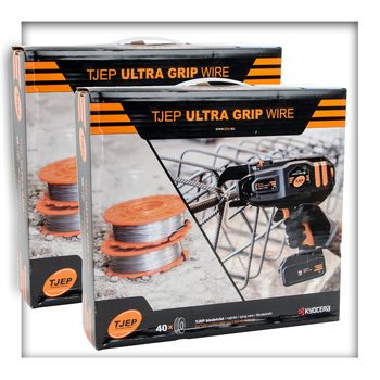 TJEP ULTRA GRIP 40 für Ø 12-40 mm Akku Drahtbindemaschine + 80 Rollen Bindedraht