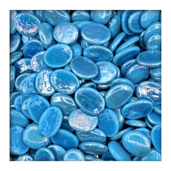 Opake Glasnuggets Glassteine Muggelsteine Mosaiksteine Seeblau 25/40 2,5 kg