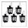 5 Stück Metall Mini- Laterne schwarz Gartenwindlicht, zum Aufhängen, Windlicht, Laterne